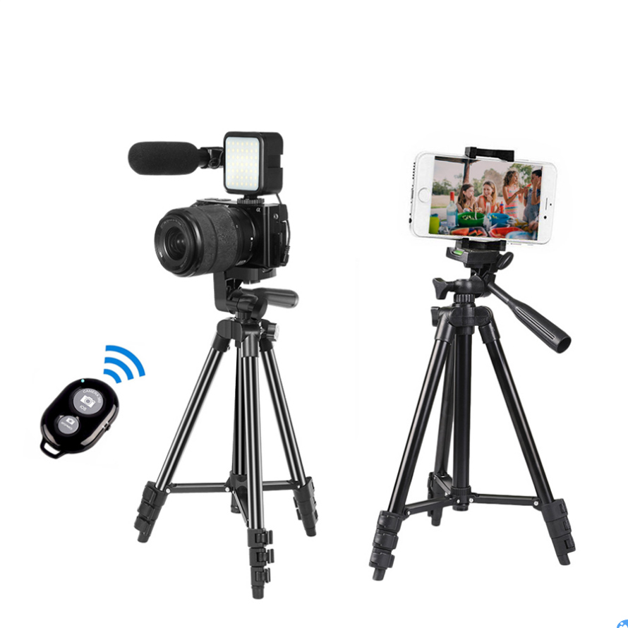 Vlogging Kit for Youtube TikTok Vlogger Tripod for iPhone Smartphone with Mic Live Stream LED light Vlog Set