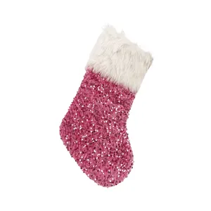 Beste günstige niedliche Weihnachtsdekoration Weihnachtsgeschenk Strümpfe 18 Zoll rosa Weihnachtsstrümpfe