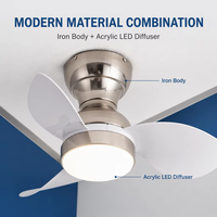 Lampu Kipas Angin Plafon LED Modern 25 Inch, Dapat Diredupkan, 3 Baling-Baling, Motor DC, Remote Control, Material Besi PS, untuk Ruang Tamu