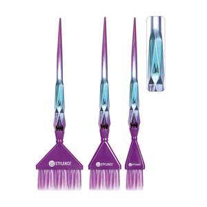 Nuovo Design ABS Glamnetic manico a coda di diamante cromato morbido pennello colorante in Nylon viola per parrucchiere barbiere - Product Image 6