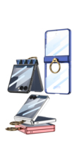 Casing HP Magnetik dengan Cincin, Penutup Transparan Lipat untuk Samsung Z Flip 4 Flip 5 6 7 dengan Cincin Engsel