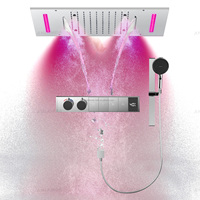 Ensemble de douche moderne en laiton avec robinet thermostatique intelligent à affichage numérique, pommeau de pluie, brume et cascade pour salle de bain
