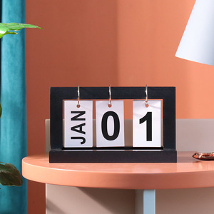 Calendrier à feuilles mobiles en bois Décoration de bureau Utilisation au bureau Bois massif Couleur naturelle noire Design carré <span class=keywords><strong>LYP</strong></span> 471 - Product Image 2