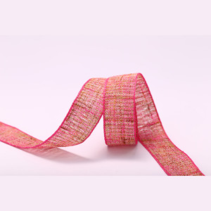 Hàng Hóa Đã Sẵn Sàng 25Mm 100Y Đầy Màu Sắc Nhuộm Dệt <span class=keywords><strong>Linen</strong></span> Hiệu Ứng Polyester Ribbon Cho Hat Phụ Kiện - Product Image 2