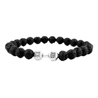 Pulsera de Hombre con Cuentas de Piedra Volcánica Negra Natural, Estilo Moderno, en Oferta, para Regalo de Aniversario
