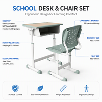 Bureau et chaise de classe réglables en hauteur pour les élèves du primaire et du secondaire avec système de réglage par vis