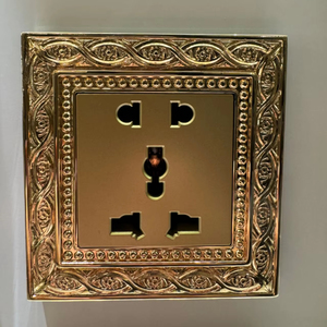 Stainless Steel Panel Double Pole Retro Antique Brass 24K Gold <strong>UK</strong> 13A 86 Wall Mounted <strong>Rock</strong> 250V 1/2/3/4 GANG Universal Socket - Product Image 4