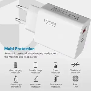 120W USB tipo C cargador súper rápido SCP carga rápida 10A adaptador de corriente para IPhone para Xiaomi para <span class=keywords><strong>Samsung</strong></span> para Huawei OnePlus - Product Image 3