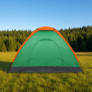 Tenda a Cupola Impermeabile per 2 Persone Verde e Arancione, Doppio Strato in Poliestere, Resistenza all'Acqua 1500-2000mm, per Campeggio Esterno Tre Stagioni - Product Image 2