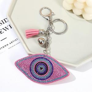 Oferta Especial: Llavero de Terciopelo Coreano con Ojo Turco y Borla Pequeña, Colgante de Moda para Bolsos, para Mujeres y Niñas, Venta al por Mayor - Product Image 6