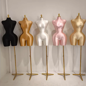 Torse de femme grande taille en tissu de velours afro-américain Corps en plastique Gros seins Gros cul Demi-corps Mannequins pour magasin de vêtements - Product Image 2
