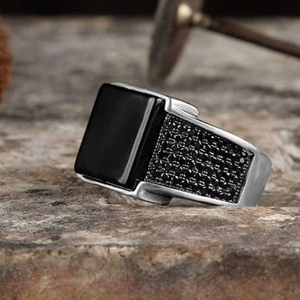 Anillos de Reloj <span class=keywords><strong>para</strong></span> <span class=keywords><strong>Hombre</strong></span> ZhuQian al por Mayor, Cuadrados con Incrustaciones de Zirconia Negra, Completamente Pavimentados, <span class=keywords><strong>Joyería</strong></span> Punk Única <span class=keywords><strong>para</strong></span> Fiestas - Product Image 1
