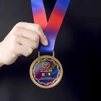 Vente en gros d'usine : Plaques de récompense, médailles avec ruban, médailles de trophée personnalisées en verre de cristal coloré, médailles de trophée sportif