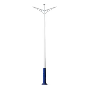 Hot Sale Q235 3m 6m 12m Novel Straight Solar Street Light Pole Galvanized Single Double Arm Street Lamp Pole