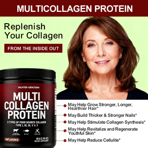 Hersteller <span class=keywords><strong>OEM</strong></span> ODM Kundenspezifisches Heißes Angebot Nahrungsergänzung Halal Kollagenpulver Multikollagenpeptide Pulver - Product Image 6