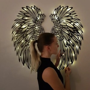 Black Angel Wings metal pared arte silueta artesanía pared colgante Decoración - Product Image 6