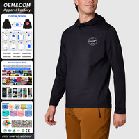 T-shirt à capuche pour homme, bleu marine, manches longues, couleur unie, sportif, tricoté, séchage rapide, coupe ajustée, coton, grandes tailles.