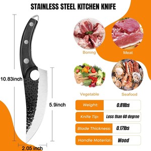 Dao chặt thịt nhà bếp bán buôn 6 inch, dao Viking, thép không gỉ 5Cr15Mov, cán gỗ óc chó, kèm bao dao - Product Image 3
