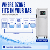 Generator Ozon PLC Berpendingin Air 100g/jam untuk Sistem Akuakultur Resirkulasi (RAS), Pengolahan dan Pemurnian Air Tambak Ikan