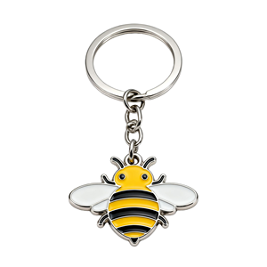 Custom Logo Bee Keychain Metal Enamel Key <b>Ring</b> Cute <b>Cartoon</b> Insect Design High Quality Zinc Alloy Key Holder Promotional Gift - Product Image 1