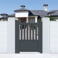 Puerta de Aluminio Moderna Personalizada Prima, con Recubrimiento en Polvo, Resistente a la Intemperie, para Patio Residencial, con Valla a Juego