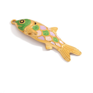 SUMMLY Ciondolo di Tendenza All'Ingrosso Personalizzato Stile Oceano in Olio a Goccia Placcato Oro 18K in Acciaio Inossidabile Charm Fai da Te Gioielli di Moda - Product Image 4