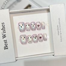 Petite momie gothique presse sur les ongles avec conception fantôme peinte à la main mignon Halloween <span class=keywords><strong>faux</strong></span> ongles pour femmes et filles - Product Image 6