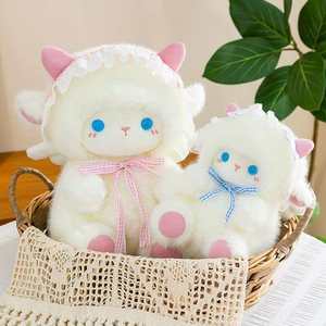 Peluche Pecora Angeli Nani con Fiocco da 20/30 cm, Simpatico Cuscino a Forma di Agnello Bianco, Regalo di Compleanno per Bambini e Bambine, Vendita all'Ingrosso - Product Image 2
