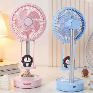 Ventilateur de bureau Lingpan, 3 vitesses, rechargeable par USB, angle réglable, pour bureau, chambre à coucher, design pingouin - Product Image 2