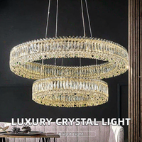 Lustre suspendu moderne de luxe en acier inoxydable avec cristaux LED, haute luminosité, télécommande, pour salon, garantie 3 ans