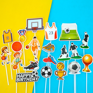 Decoración de pasteles Deportes Fútbol Baloncesto creativo <span class=keywords><strong>Zapatillas</strong></span> deportivas Tema Pastel decorativo Tarjeta Inserción - Product Image 2