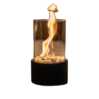 Poêle à bioéthanol moderne miniature ronde en acier avec revêtement en poudre, lampe de table pour une utilisation intérieure/extérieure, cadeau