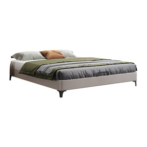 Lit moderne simple et double avec cadre de chambre à coucher en tatami en bois massif Rembourrage souple sans suspension de chevet Conception de lit en rangée avec baie vitrée - Product Image 5