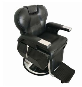 Chaise de coiffure professionnelle en gros, fauteuil de barbier moderne et classique inclinable de luxe noir avec pompe hydraulique pour hommes - Product Image 4