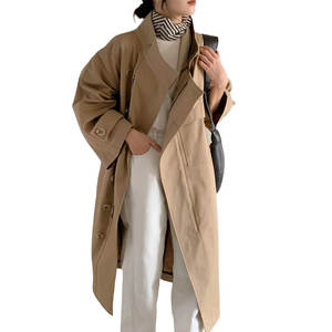 Gabardina holgada de algodón <span class=keywords><strong>Bima</strong></span> de alta densidad brillante de estilo francés moderno y elegante para mujer - Product Image 1