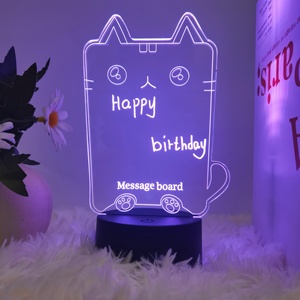 Bloc-notes acrylique créatif 3D LED DIY en gros avec veilleuse et tableau de messages réinscriptible - Product Image 2