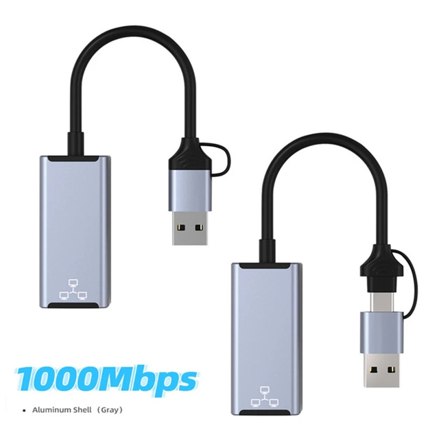 Chips Realtek 8252B USB Type C to RJ45 Wired Network Card Super Speed USB 3.0 to Ethernet 1000Mbps Adapter for Macbook Laptop