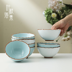 ชามเซรามิคลายใบไม้ร่วงในฤดูใบไม้ร่วง ขนาดเล็ก ซ้อนกันได้ ใช้ในบ้าน - Product Image 1