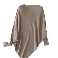 Pull en cachemire tricoté pour femme, style coréen, couleur unie, manches chauve-souris, col bateau, coupe ample, manches longues, polyvalent, pour l'hiver