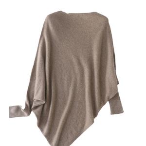 Pull en cachemire pour femme, style coréen, couleur unie, manches chauve-souris, col bateau, coupe ample, manches longues, élégant et polyvalent pour l'hiver - Product Image 5
