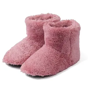 2024 Women Popular Plush Winter Warm Home Indoor Anti-slip Booties Boots Slippers With Sherpa Lining