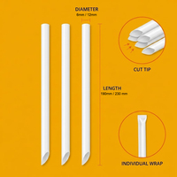 Pailles à boire jetables personnalisées en PLA, biodégradables, fournitures de fête, emballées individuellement, pailles blanches, pailles en plastique Jumbo Boba