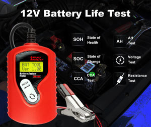 เครื่องวิเคราะห์แบตเตอรี่รถยนต์แบบพกพา 12V เครื่องทดสอบการสตาร์ทและการชาร์จ สำหรับแบตเตอรี่รถยนต์ รถจักรยานยนต์ และเรือ - Product Image 4
