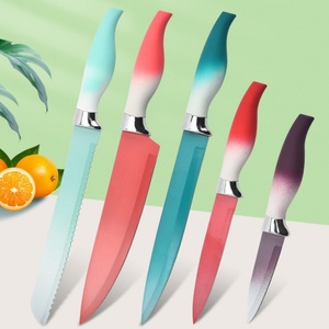 Colorful Stainless Steel Kitchen Knife Chef Knife Set Peeler Kitchen Accessories Knife Se with <b>Acrylic</b> Knife <b>Block</b> - Product Image 1