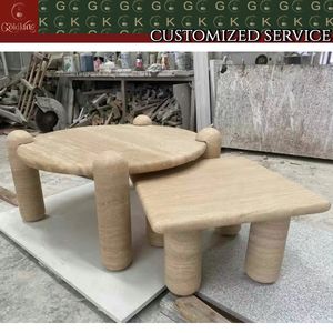 โต๊ะกาแฟ GOLDKING หินอ่อนทรงกลมสีเบจสำหรับห้องนั่งเล่น เฟอร์นิเจอร์หินสั่งทำพิเศษ พร้อมบริการ OEM/ODM - Product Image 2