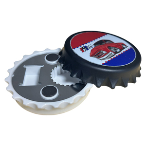 Logotipo impreso <span class=keywords><strong>58mm</strong></span> tapa de botella abridor de imanes materiales Abrebotellas con imán