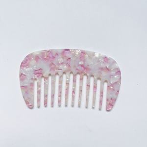 Peine Desenredante de Dientes Anchos Vintage para Cabello Grueso, Rizado y Ondulado, Material Acrílico y de Ácido Acético, Diseño Colorido - Product Image 4