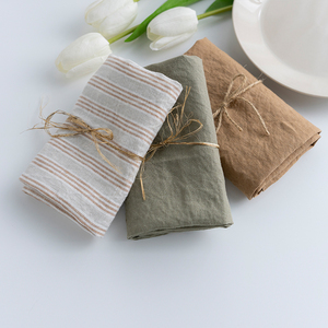 Groothandel OEKO-TEX Luxe Bruiloft Europese Diner Keuken Handgemaakte Hemstitch Natuurlijke Linnen Servet Doek Linnen Zakdoek - Product Image 1