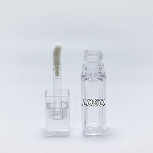 Tubos de Brillo Labial Cuadrados Transparentes de PETG de 10 ml Personalizados con Tapa de Rosca y Serigrafía, Envases Cosméticos para Lápiz Labial, Rubor y Brillo Labial con Brocha Grande - Product Image 1