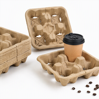 Support de tasses jetable anti-fuite, lot de 2/4, en pulpe biodégradable, durable et recyclable, pour emballage à emporter